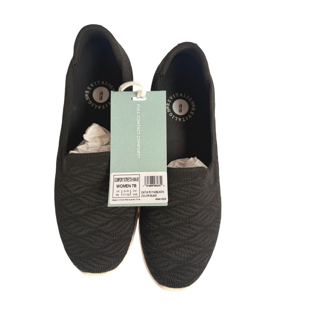 Revitalign Womens Size 7B Comfort Stretch Wave Sneakers Breathable Slip-On Black - Picture 11 of 12